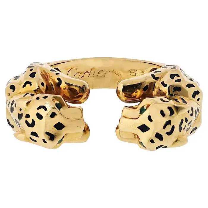 Cartier 18K Yellow Gold Double Panthere Ring